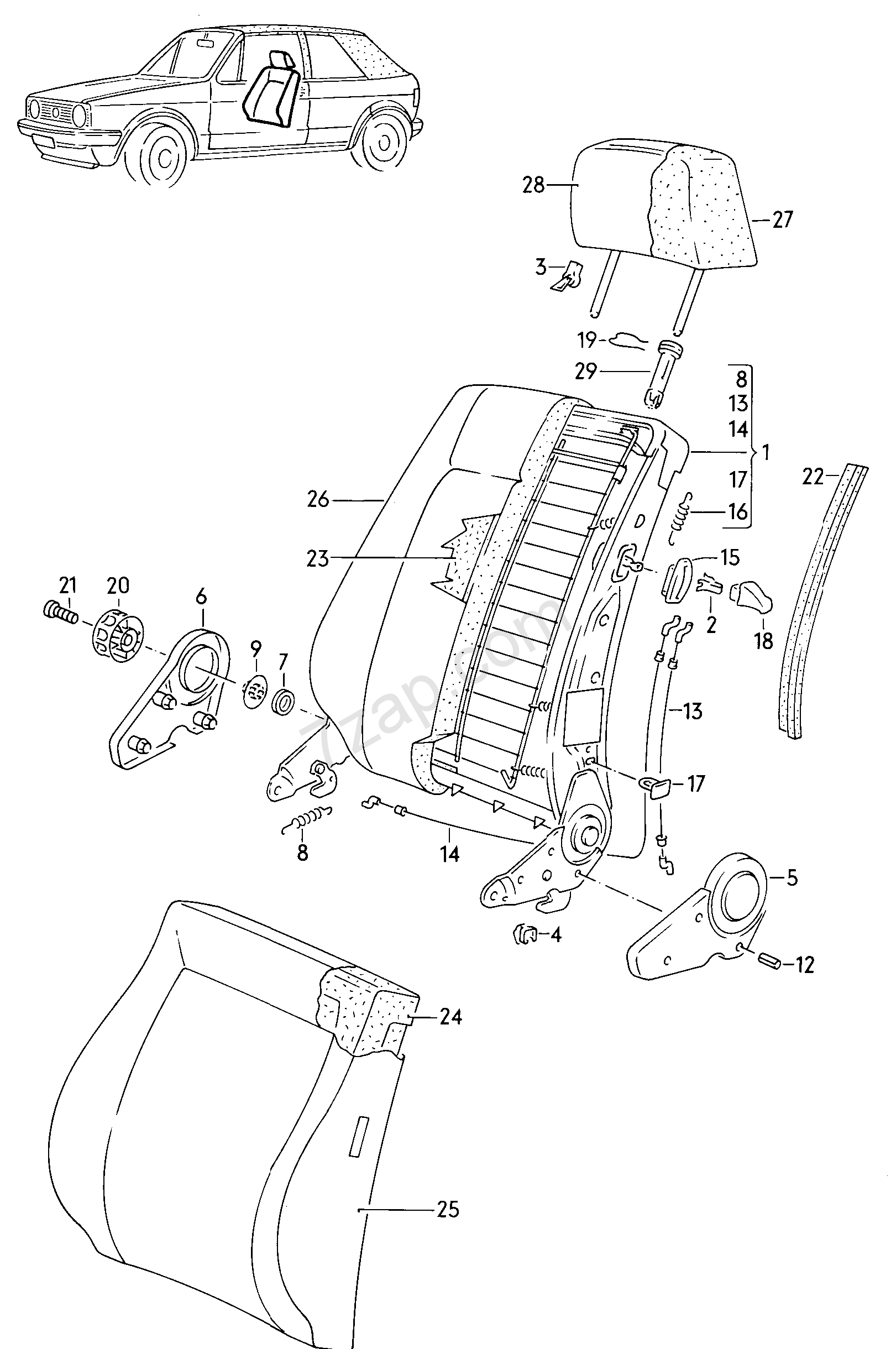 Volkswagen Golf Seat Release Fold Side Trim - Compatible with MK1 & MK2 (191 881 607) — view 5