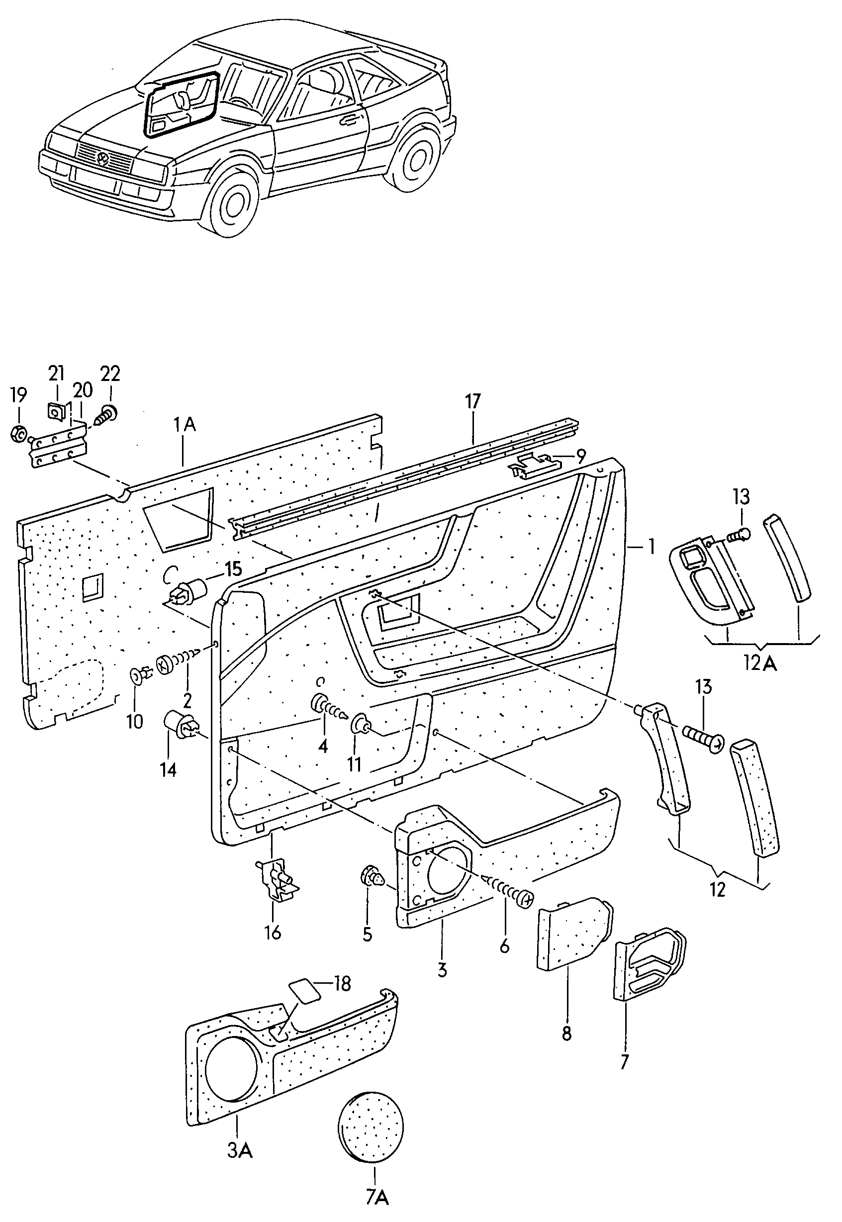 VW Corrado door loudspeaker cover trim (Left or Right) 535867145A /535867146A — view 2