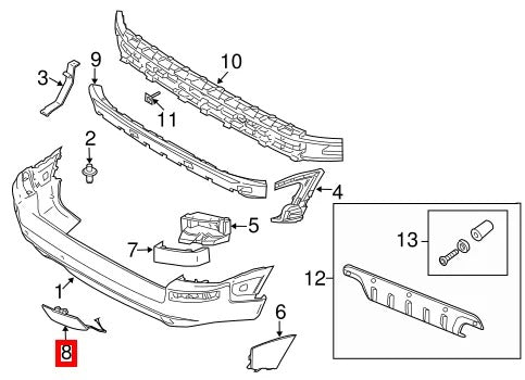 Volvo XC90 Rear Bumper Hook Trim Cover Primed 08662638 — view 3