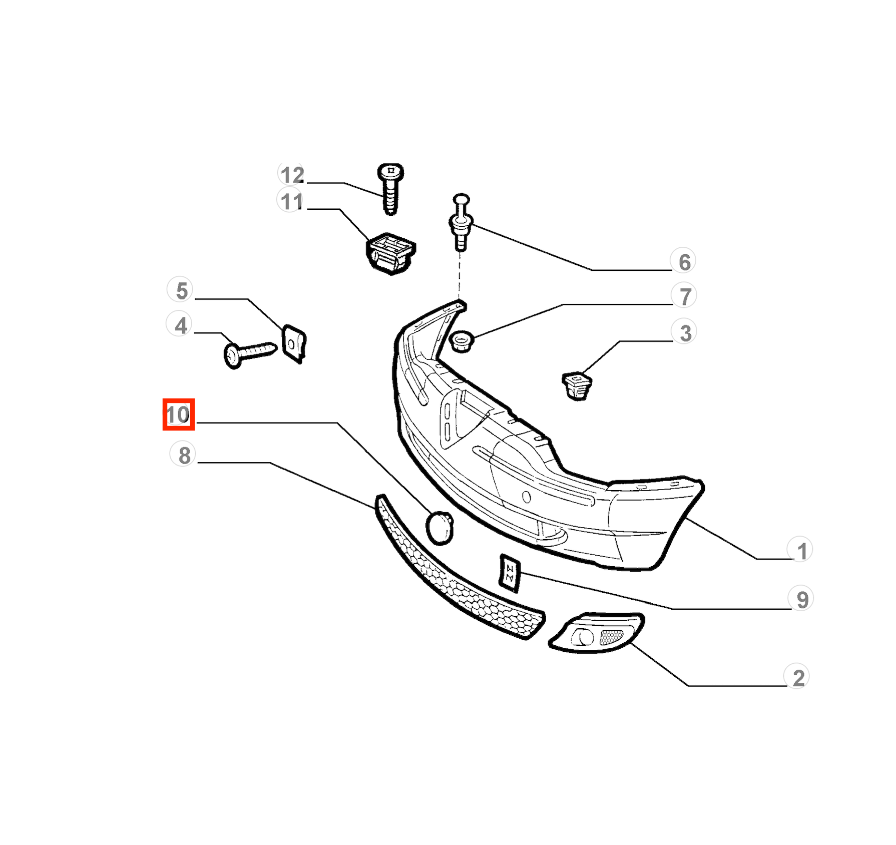 Alfa Romeo 156 Facelift Front Bumper Tow Hook Cover Cap Primed (156041264) — view 5