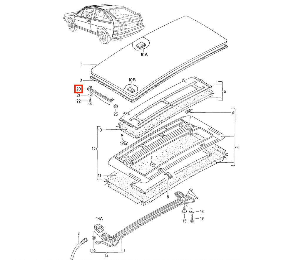 Volkswagen 80 100 200 / V8 Golf Passat Scirocco Jetta Sunroof Trim Black Left or Right — view 4
