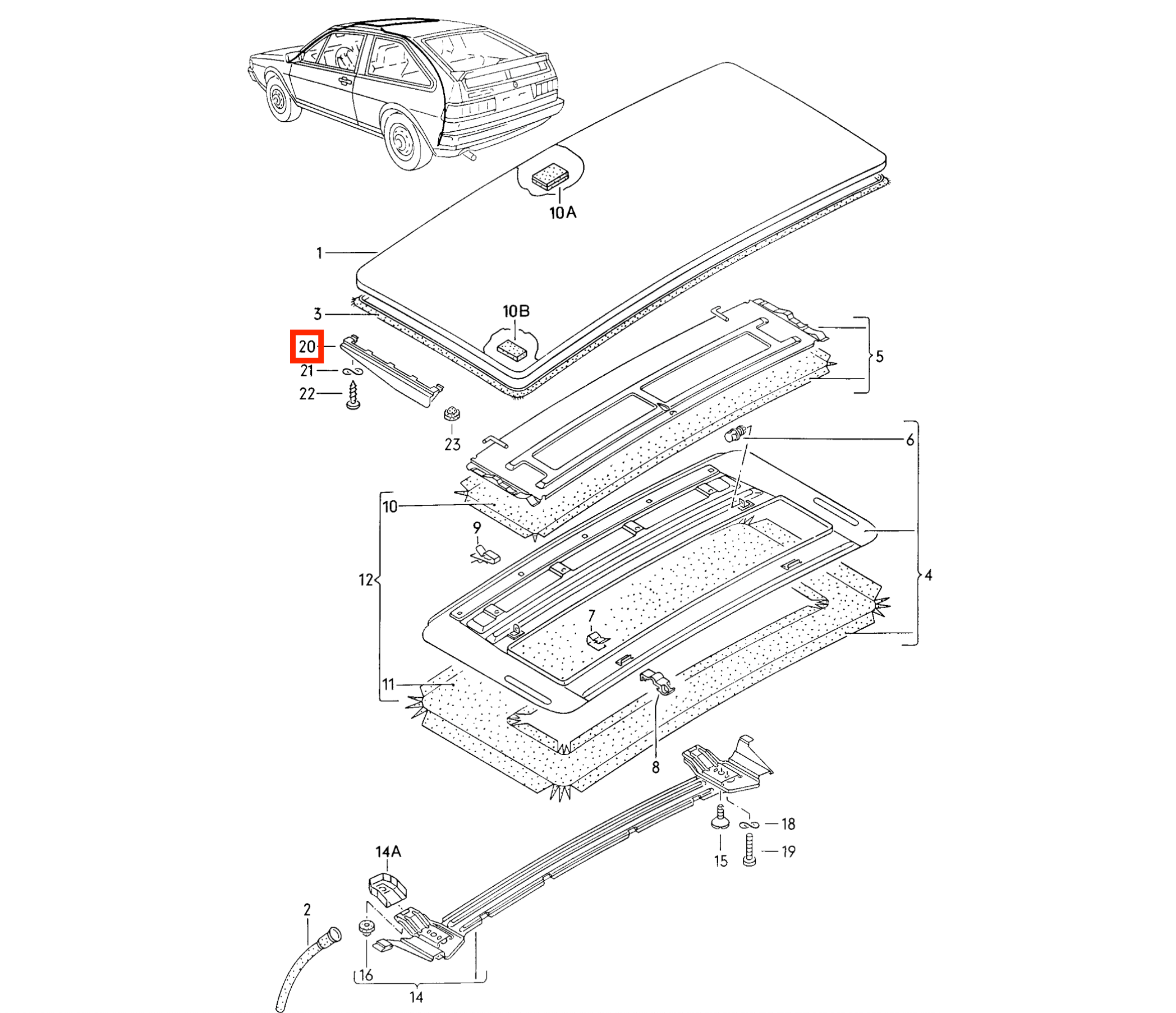 Volkswagen 80 100 200 / V8 Golf Passat Scirocco Jetta Sunroof Trim Black Left or Right — view 4