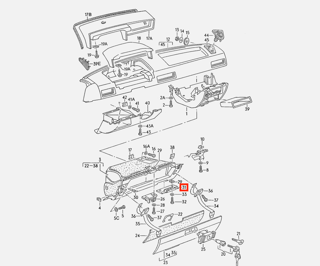 Audi 80 90 4000 Coupe B2 Glove Box Lower Hinge Bracket Set of 2 LHD or RHD Black — view 4