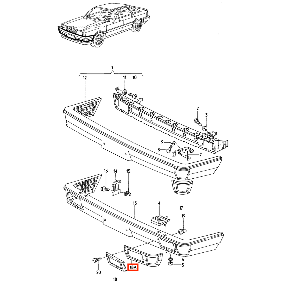 Audi 80 Coupe Type 81 / 85 Front Bumper Fog Light / indicator Frame Black Left or Right — view 4