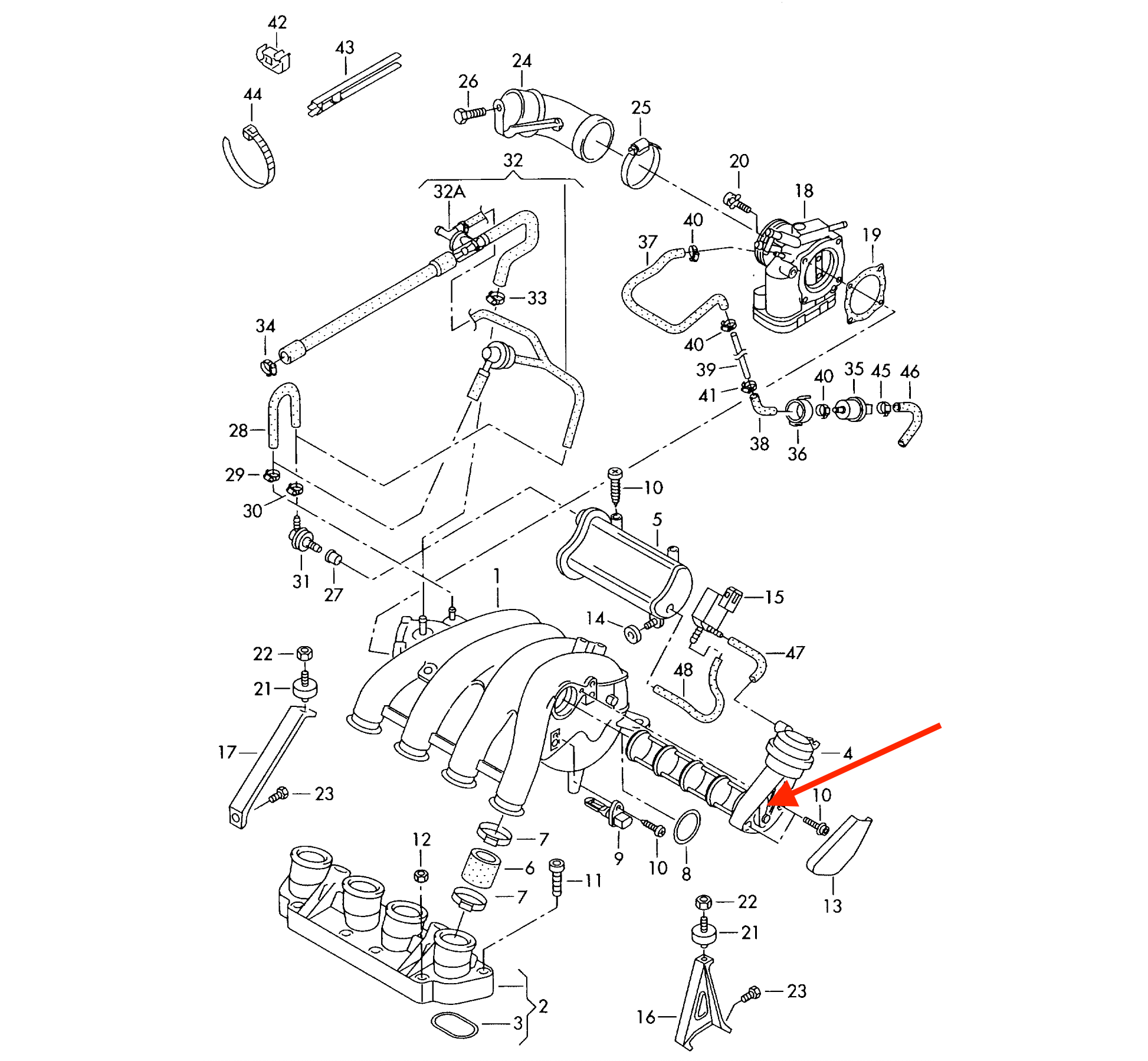Audi A3 A4 A6 Passat Skoda Octavia Seat Leon 2.0 Alt Engine Intake Manifold Vacuum — view 5