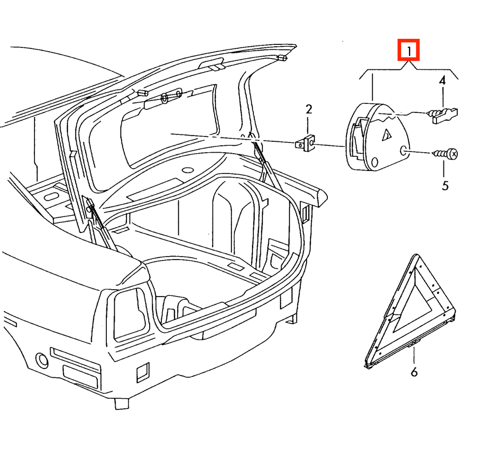 Audi A4 B6 B7 A6 C6 Sedan Emergency Triangle Luggage Bracket Black (8E5860285A) — view 5