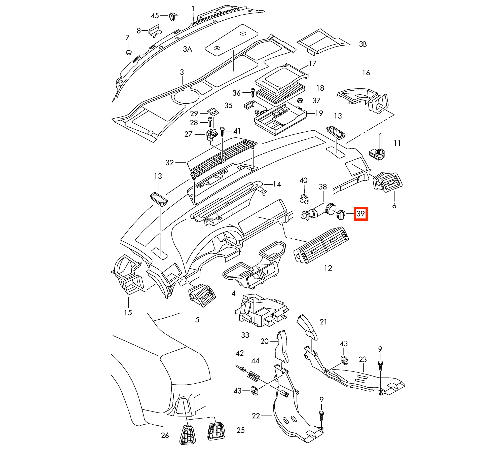 Audi A4 B6 B7 Seat Exeo A / c Glove Box Valve (8E08207014PK) — view 6