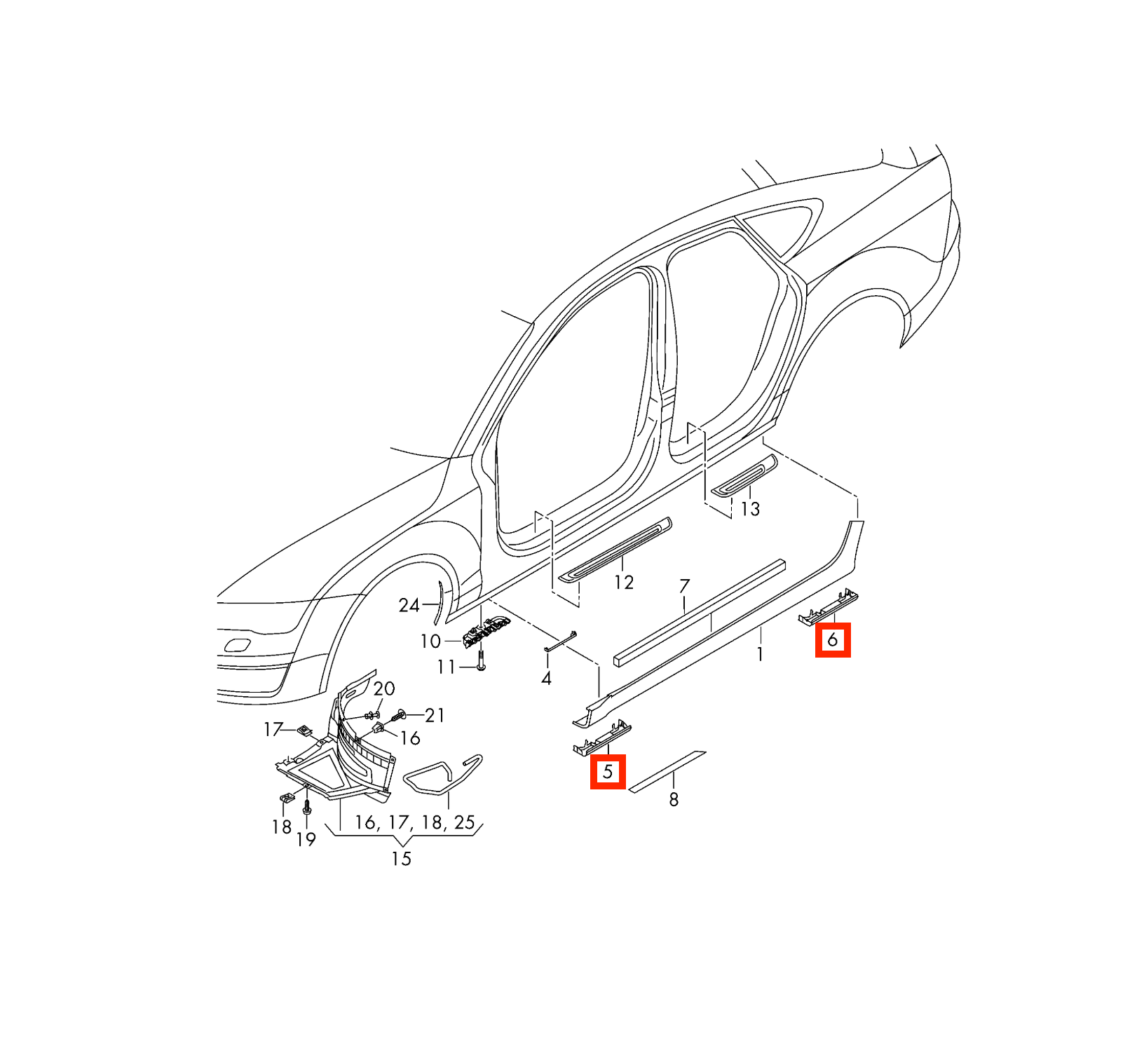 Audi A6 C7 Side Skirt Jacking Point Cover Trim Front or Rear Primed Left or Right — view 6