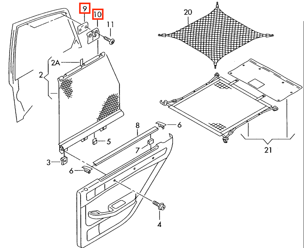 Audi A6 S6 Rs6 C5 Side Window Sun Blind Hook Set of 2 Black (4B0861337B / 4B0861359A) — view 5
