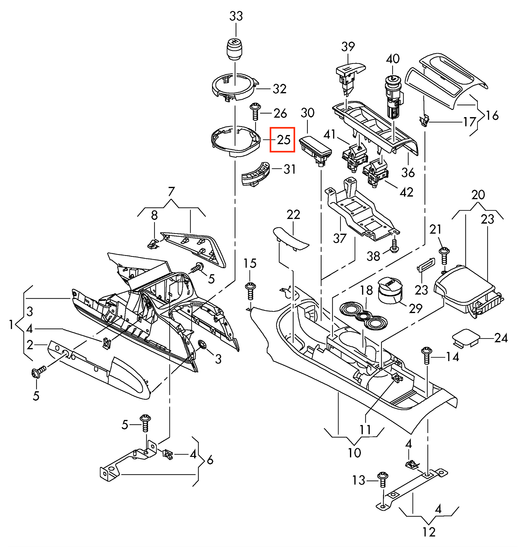 Audi R8 Carbon Fiber Shifter Trim Traction Control Switch Panel Frame (420863278A) — view 6