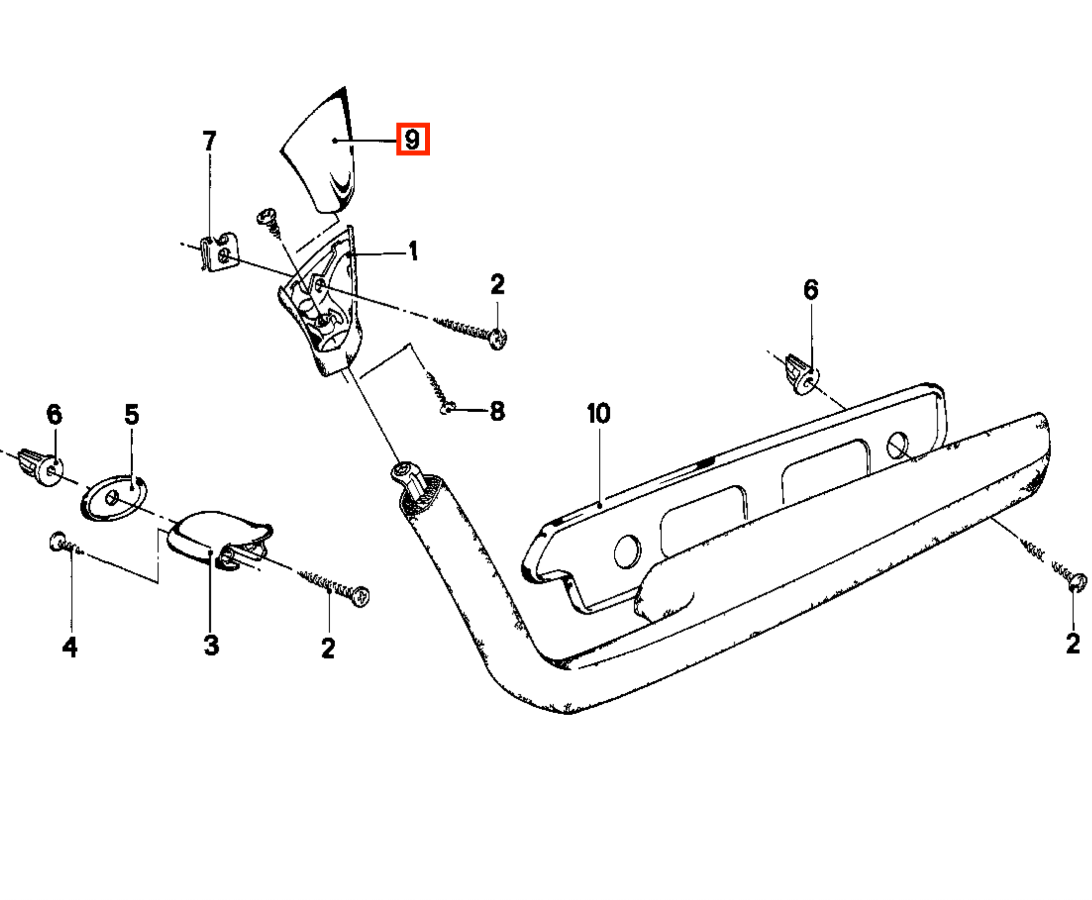BMW E12 E21 E24 Door Panel Armrest Screw Cover Trim Chrome (51411817609) — view 5