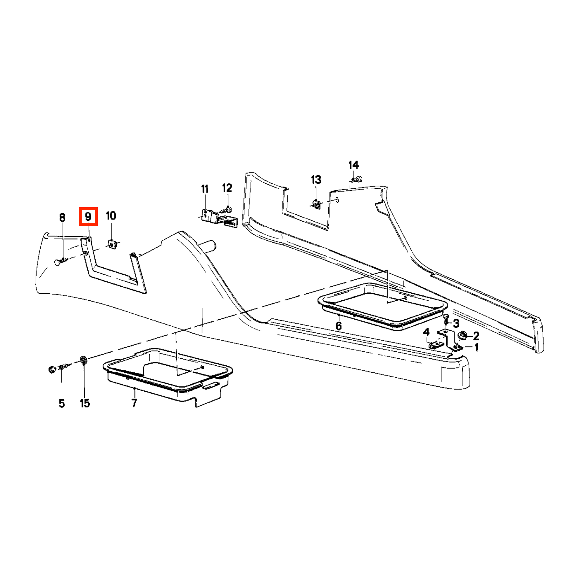 BMW E23 Center Console Side Lower Air Vent Trim Black (51161848458) — view 5