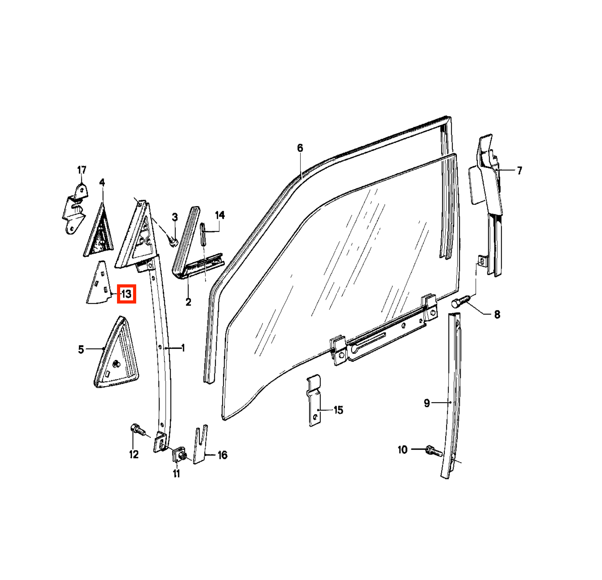 BMW E23 Inner Mirror Cover Trim Black Left or Right (51321852219 / 51321852220) — view 4