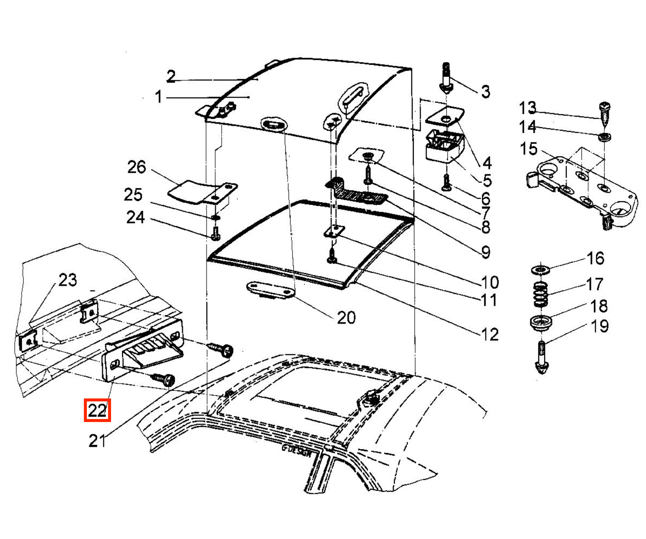 BMW E30 Baur Hardtop Bracket Black Left or Right (54210006343 / 54210006344) — view 4