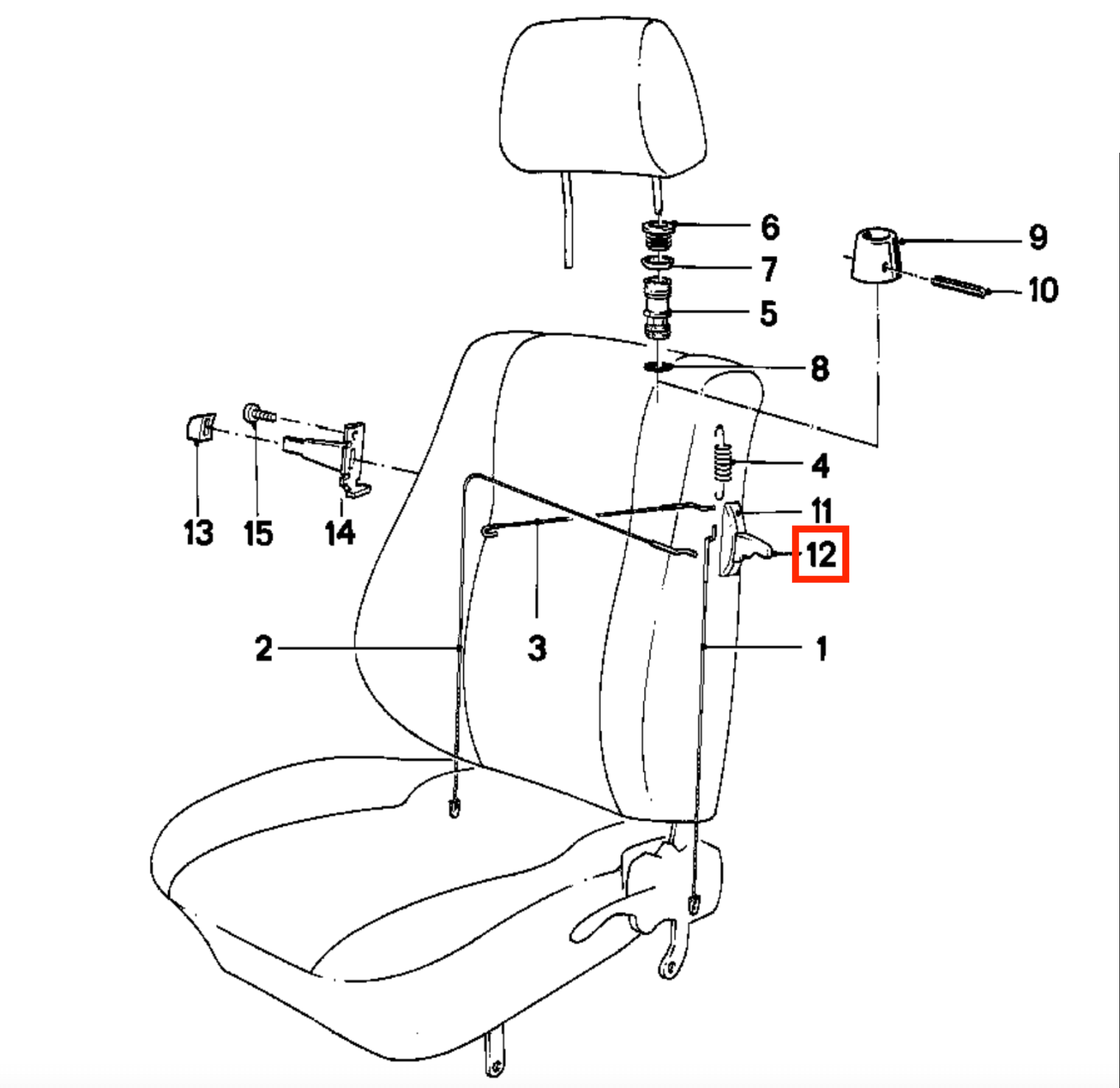 BMW E30 Coupe Convertible Seat Backrest Release Handle Black Left or Right — view 4