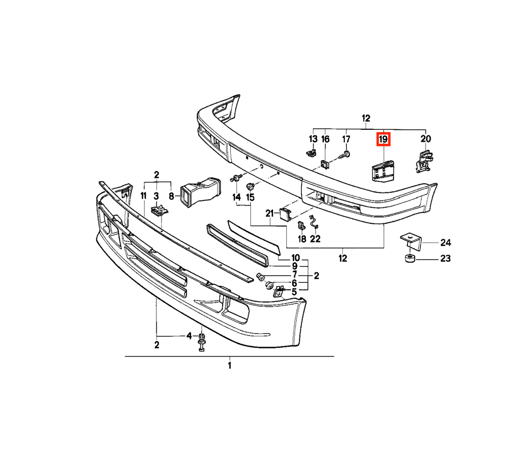 BMW E30 Front M-technic Bumper Bracket Bla Left or Right (51112239703 / 51112239704) — view 5