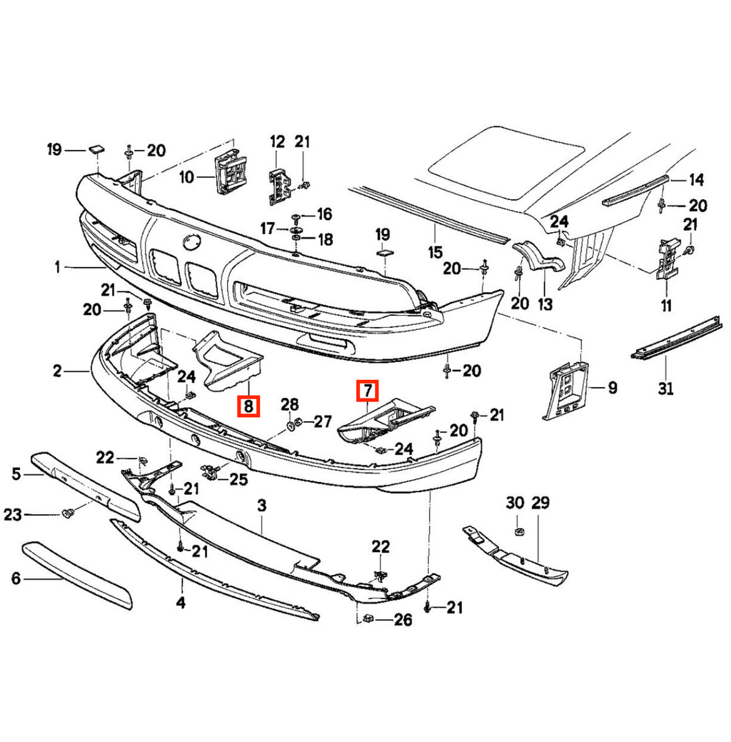BMW E31 Front Bumper Bracket Black Left or Right (51111940735 / 51111940736) — view 8
