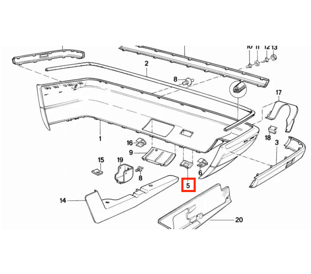 BMW E34 Rear Bumper Tow Hook Cover Cap Primed (51121944539) — view 5