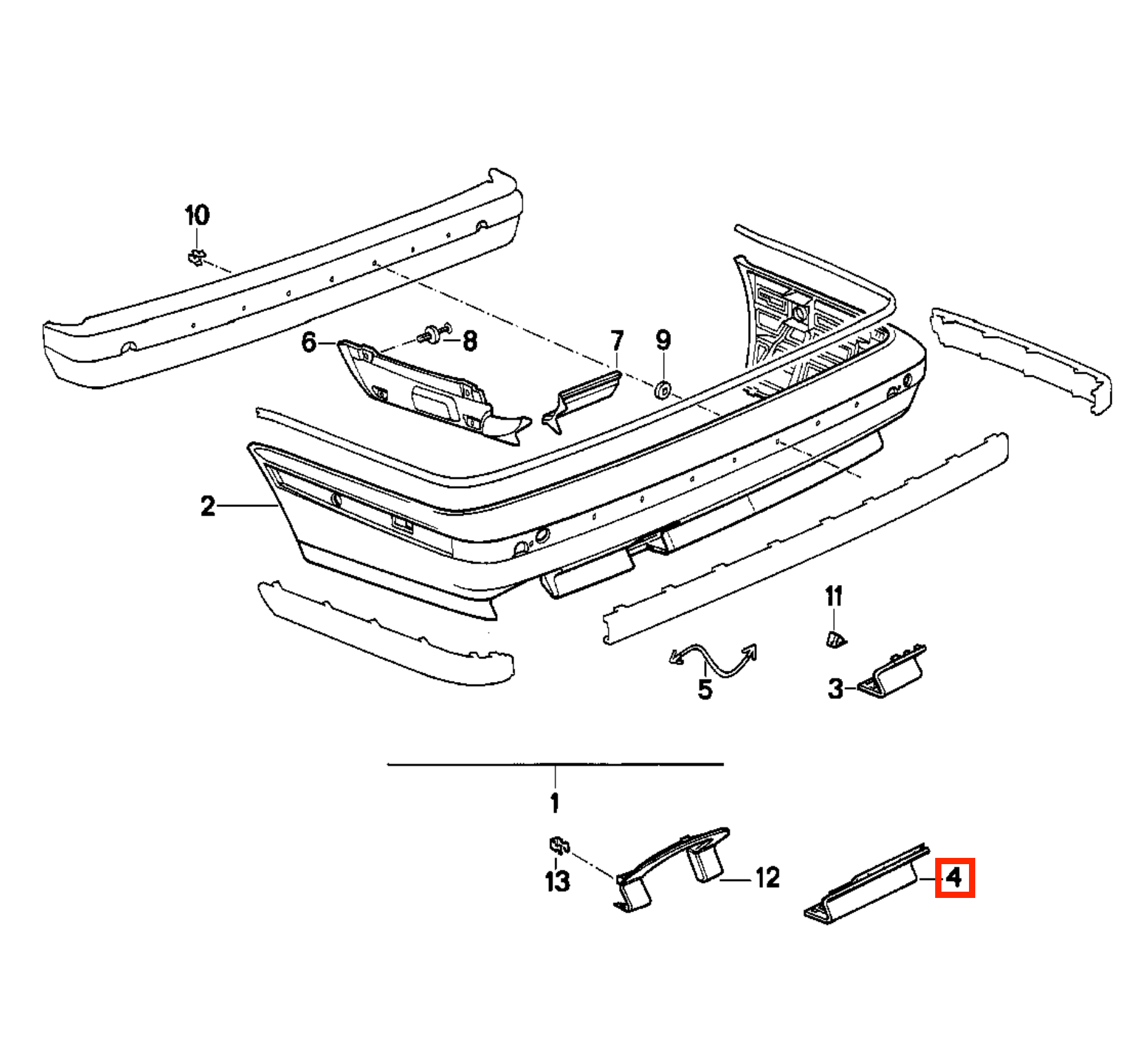 BMW E34 Rear M-technic Bumper Tow Bar Cover Trim Primed (51122230382) — view 5