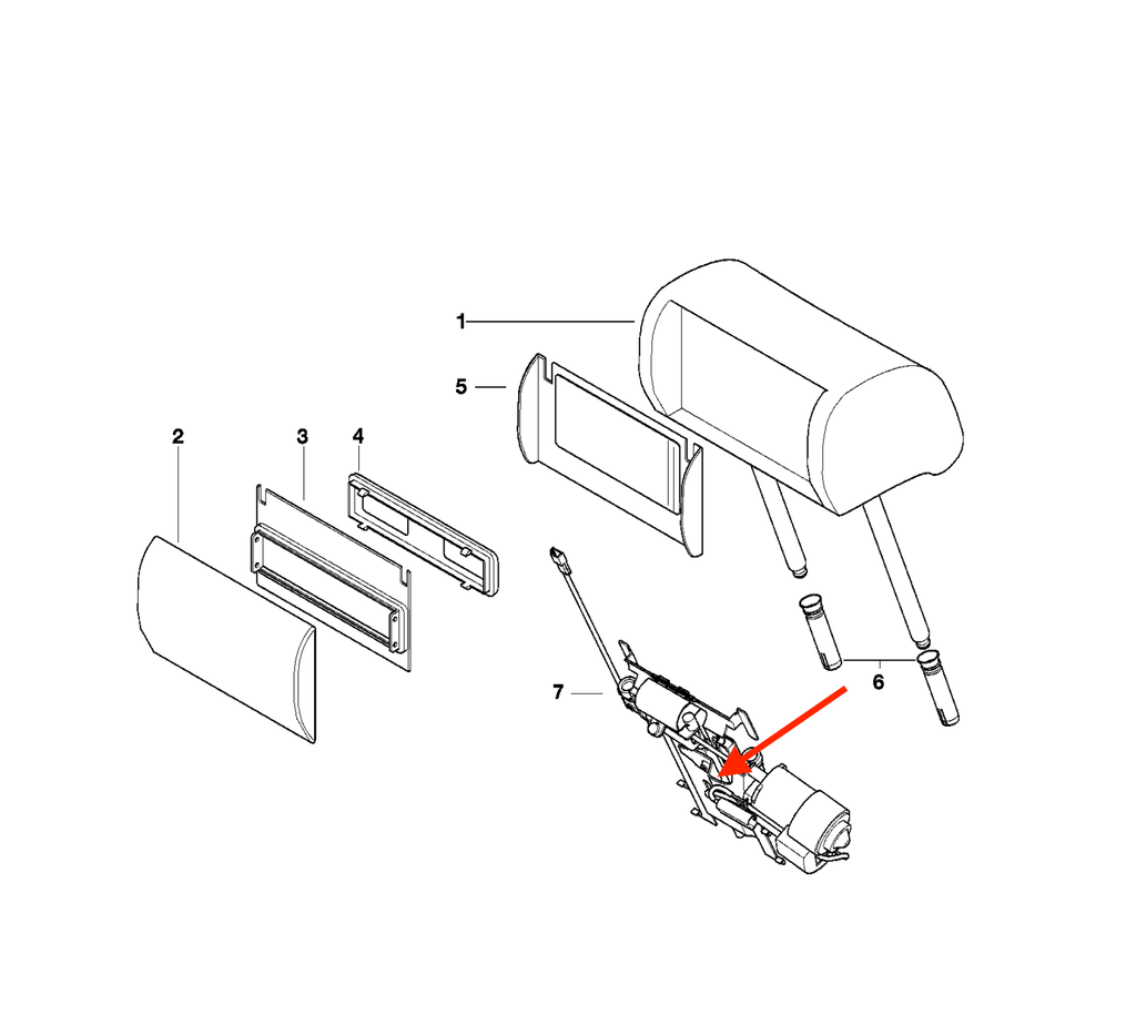 BMW E38 Electromechanical Headrest Mechanism Repair Part Set of 2 Black (52108199670) — view 5