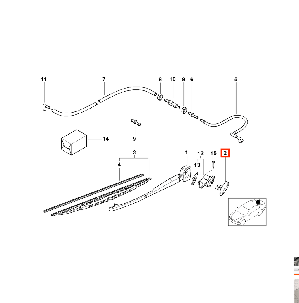 BMW E39 Touring Rear Wiper Trunk Handle Cover Black (61318372074) — view 5