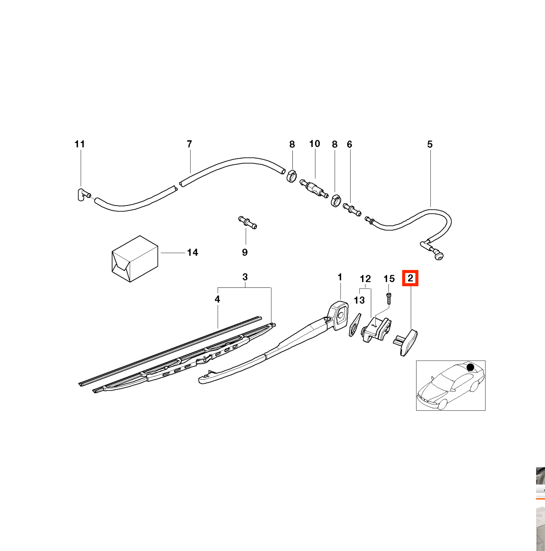 BMW E39 Touring Rear Wiper Trunk Handle Cover Black (61318372074) — view 5