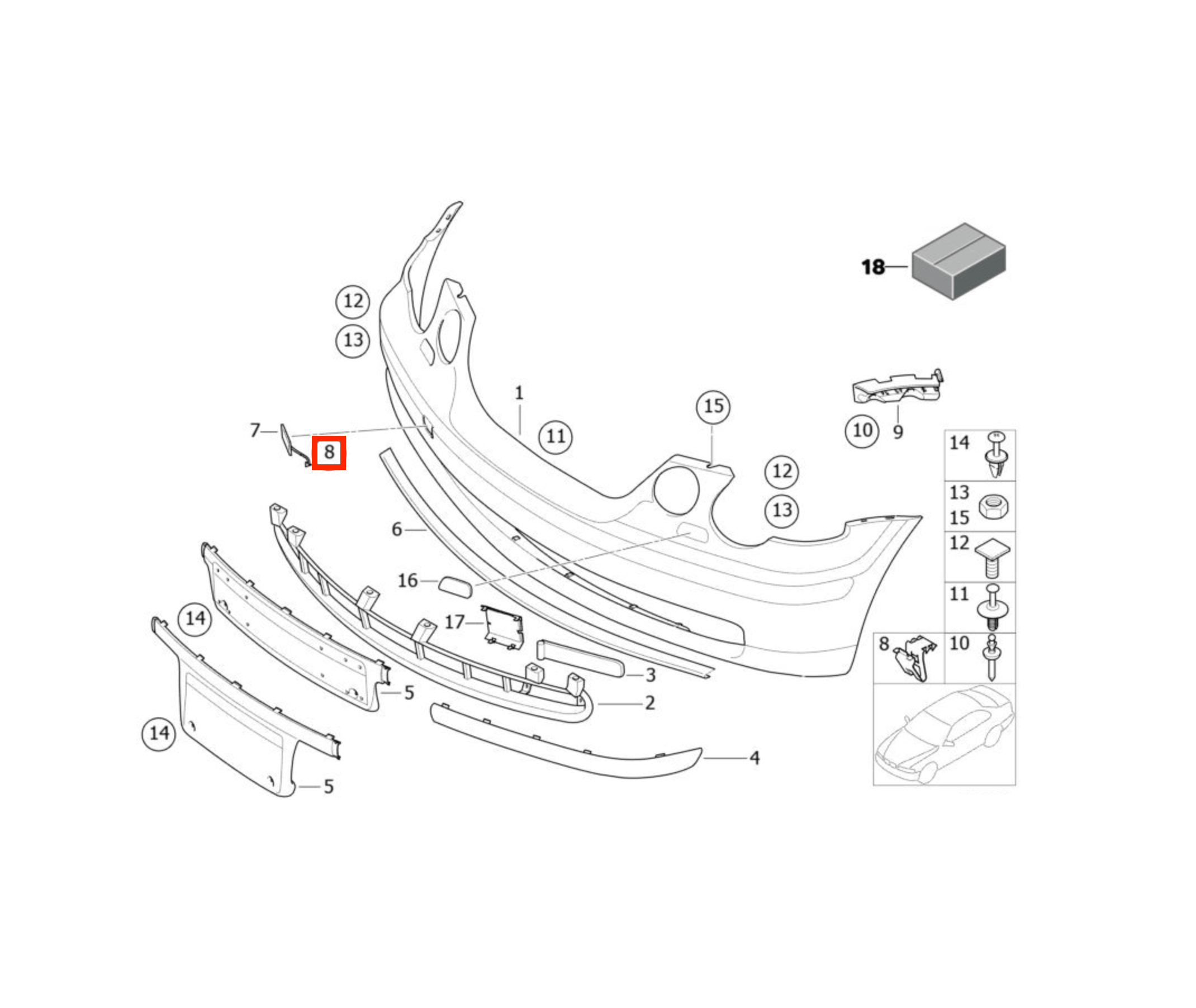 BMW E46 Compact Front Bumper Tow Hook Cover Cap Primed (51118252785) — view 5