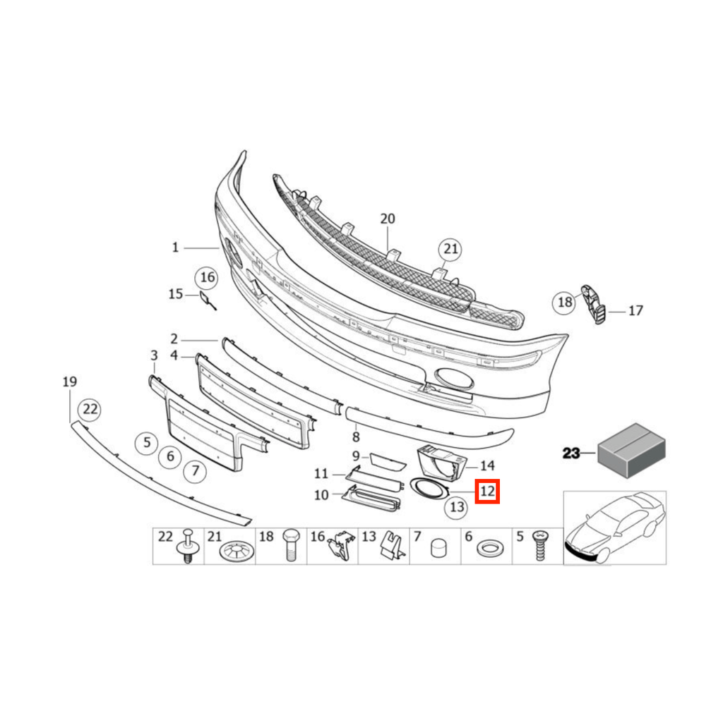 BMW E46 M-technic Front Bumper Fog Light Cover Trim Primed Left or Right — view 4