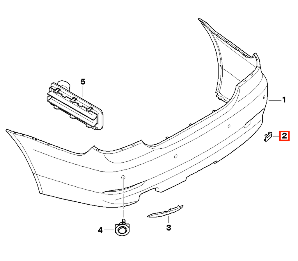 BMW E60 M-sport Rear Bumper Tow Hook Cover Cap Primed (51127896617 / 51127897217) — view 5