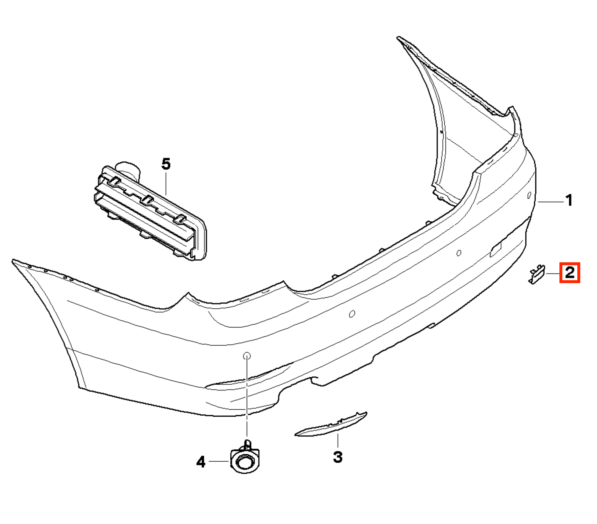 BMW E60 M-sport Rear Bumper Tow Hook Cover Cap Primed (51127896617 / 51127897217) — view 5