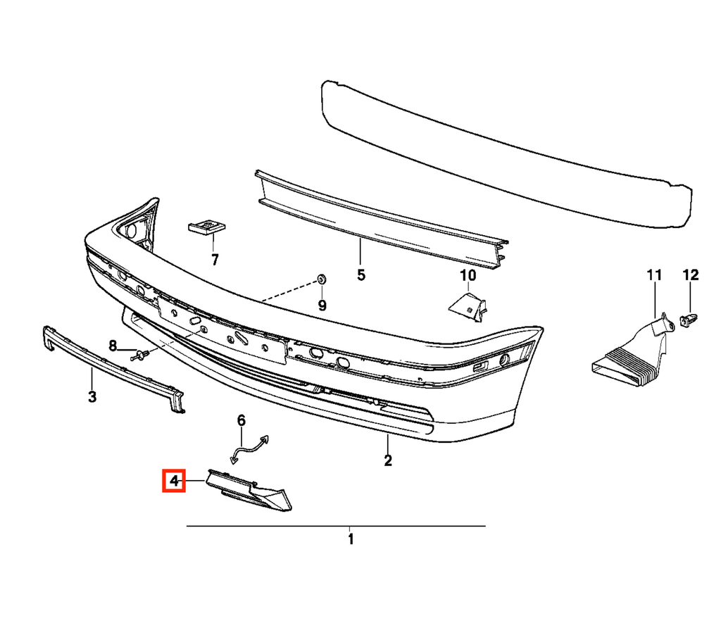 BMW E34 M5 Front Bumper Grille Cover Trim Primed Left or Right — view 4