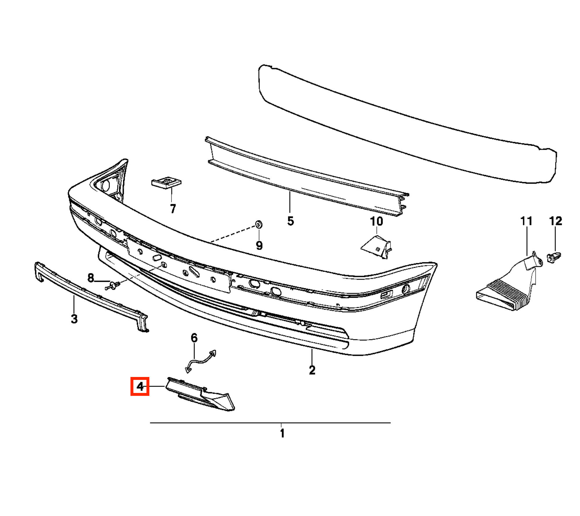 BMW E34 M5 Front Bumper Grille Cover Trim Primed Left or Right — view 4
