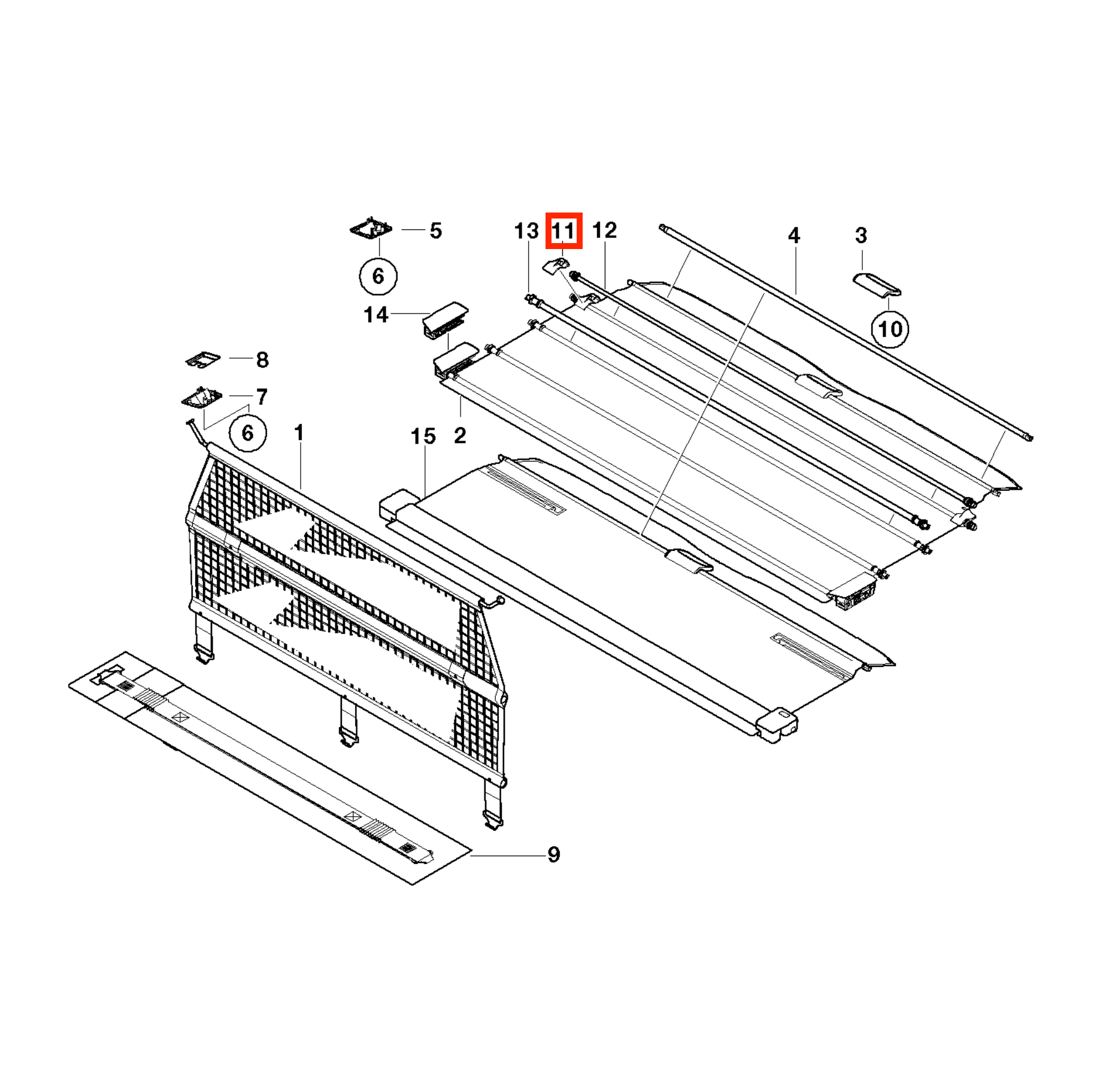 BMW E53 X5 Luggage Cover Side Bracket Black Left or Right (51477032581 / 51477032582) — view 4