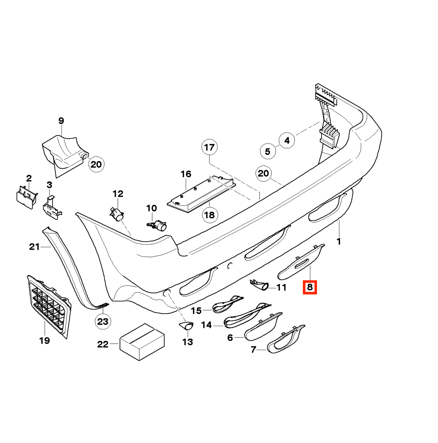 BMW E53 X5 Rear Bumper Tow Bar Cover Trim Black (51128402327) — view 5