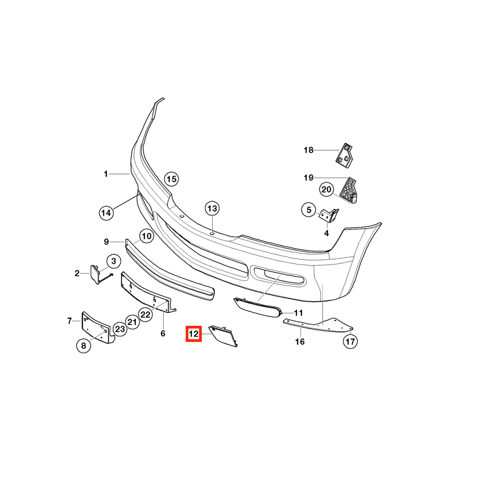 BMW Z3 Front Bumper Fog Light Cover Black or Primed Left or Right — view 7