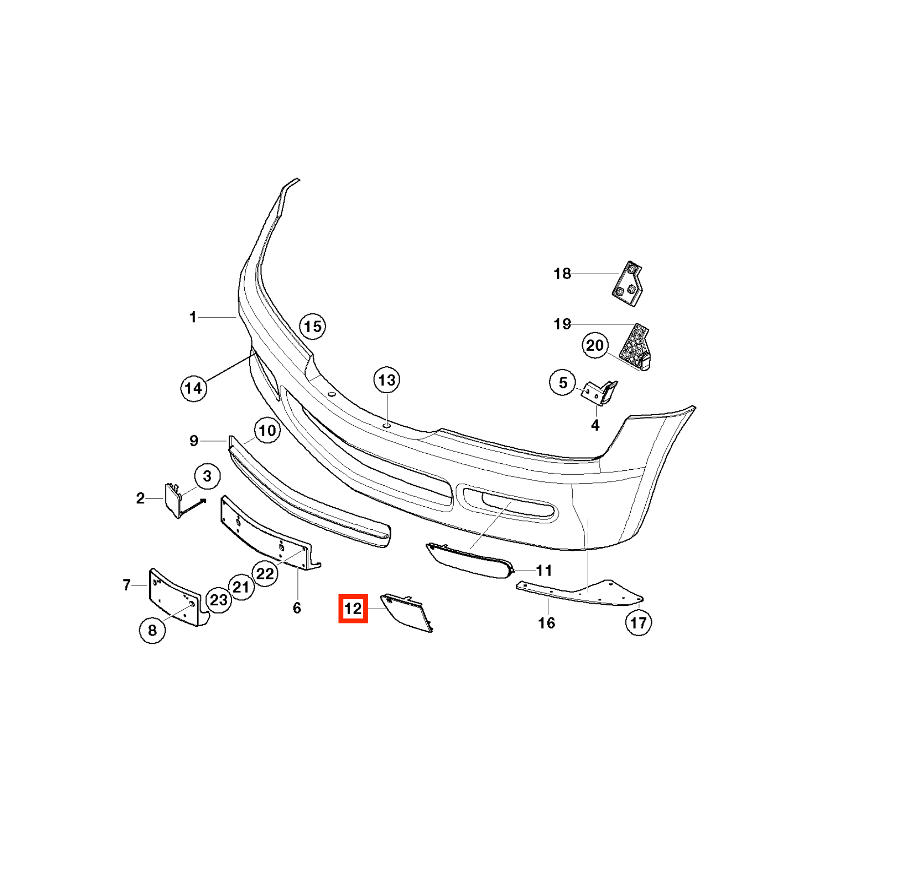 BMW Z3 Front Bumper Fog Light Cover Black or Primed Left or Right — view 7