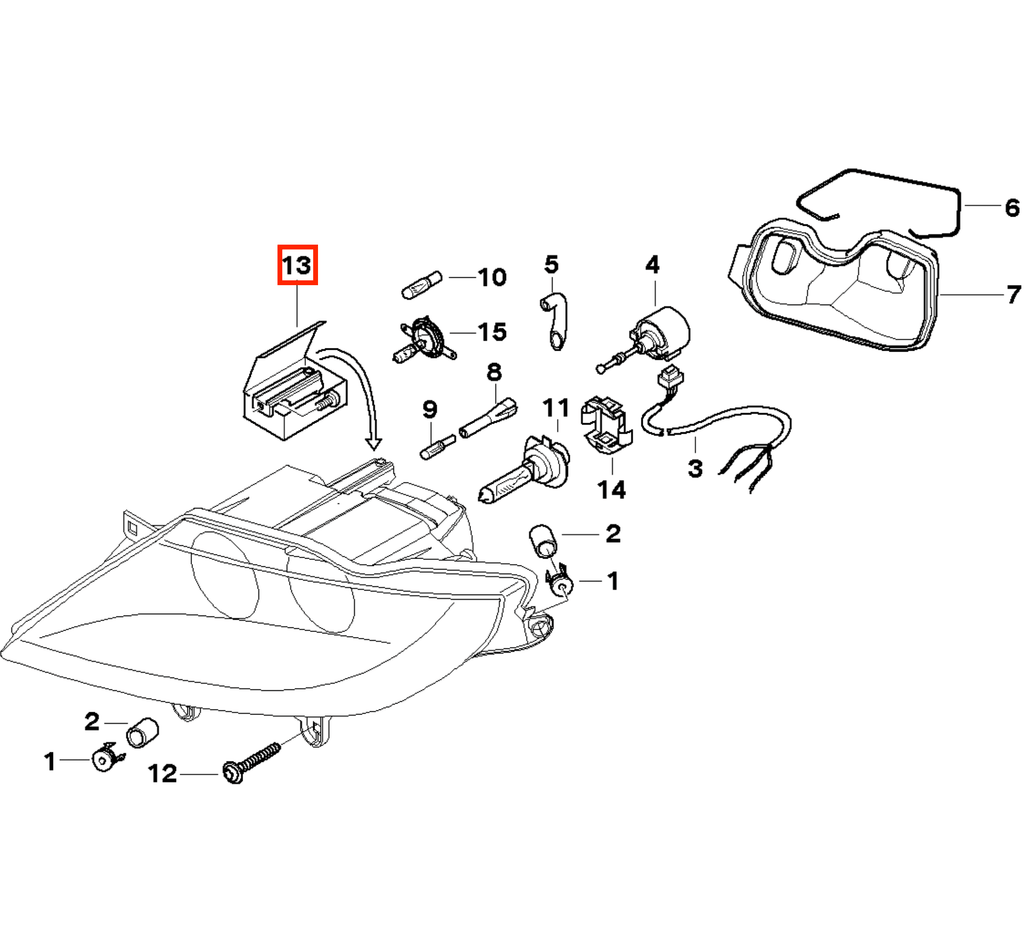 BMW E85 E86 Z4 Headlight Bracket Repair Kit Set Black Left or Right — view 4