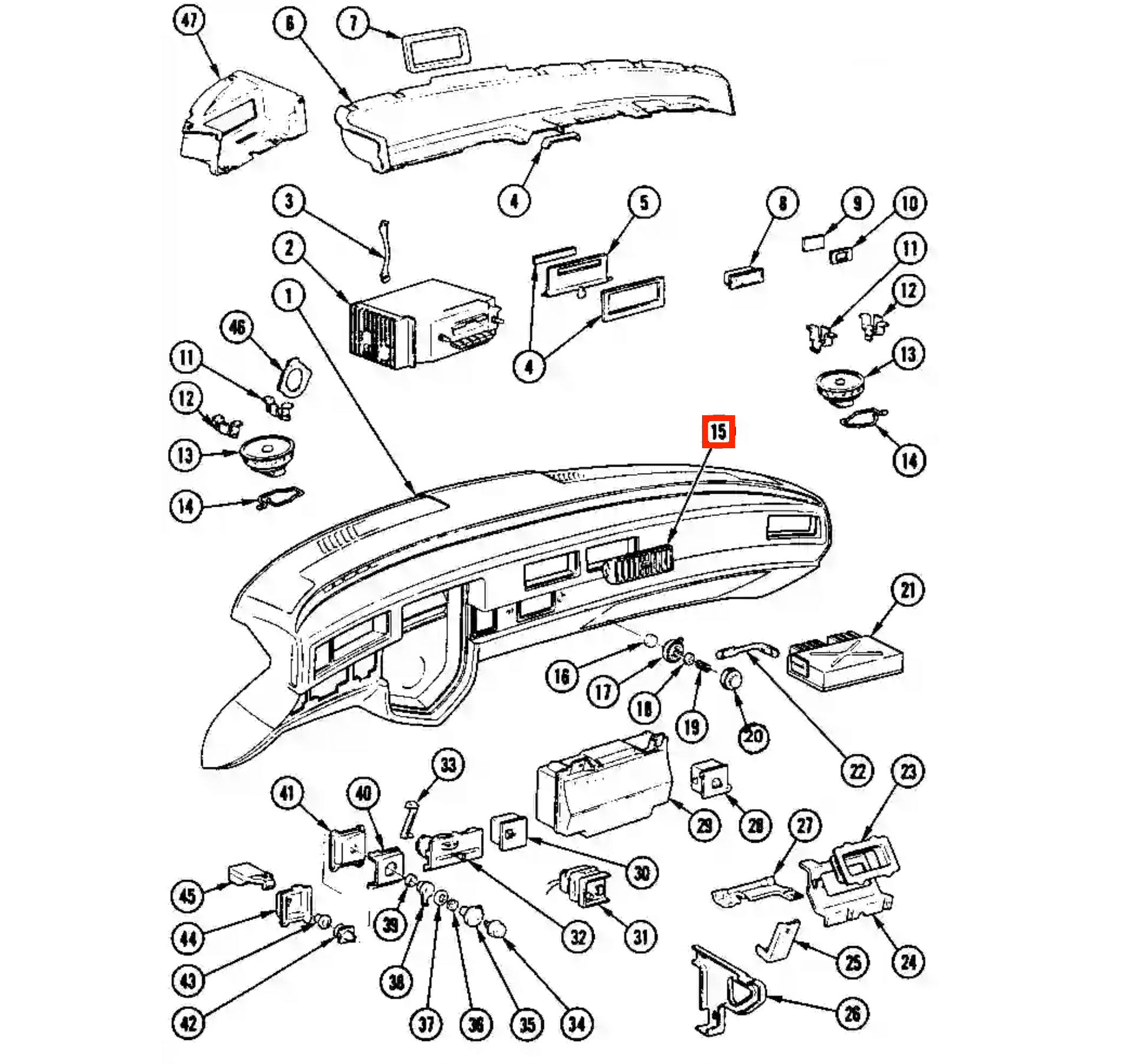 Cadillac Eldorado 9th Air Vent Dashboard Chrome Grille — view 5