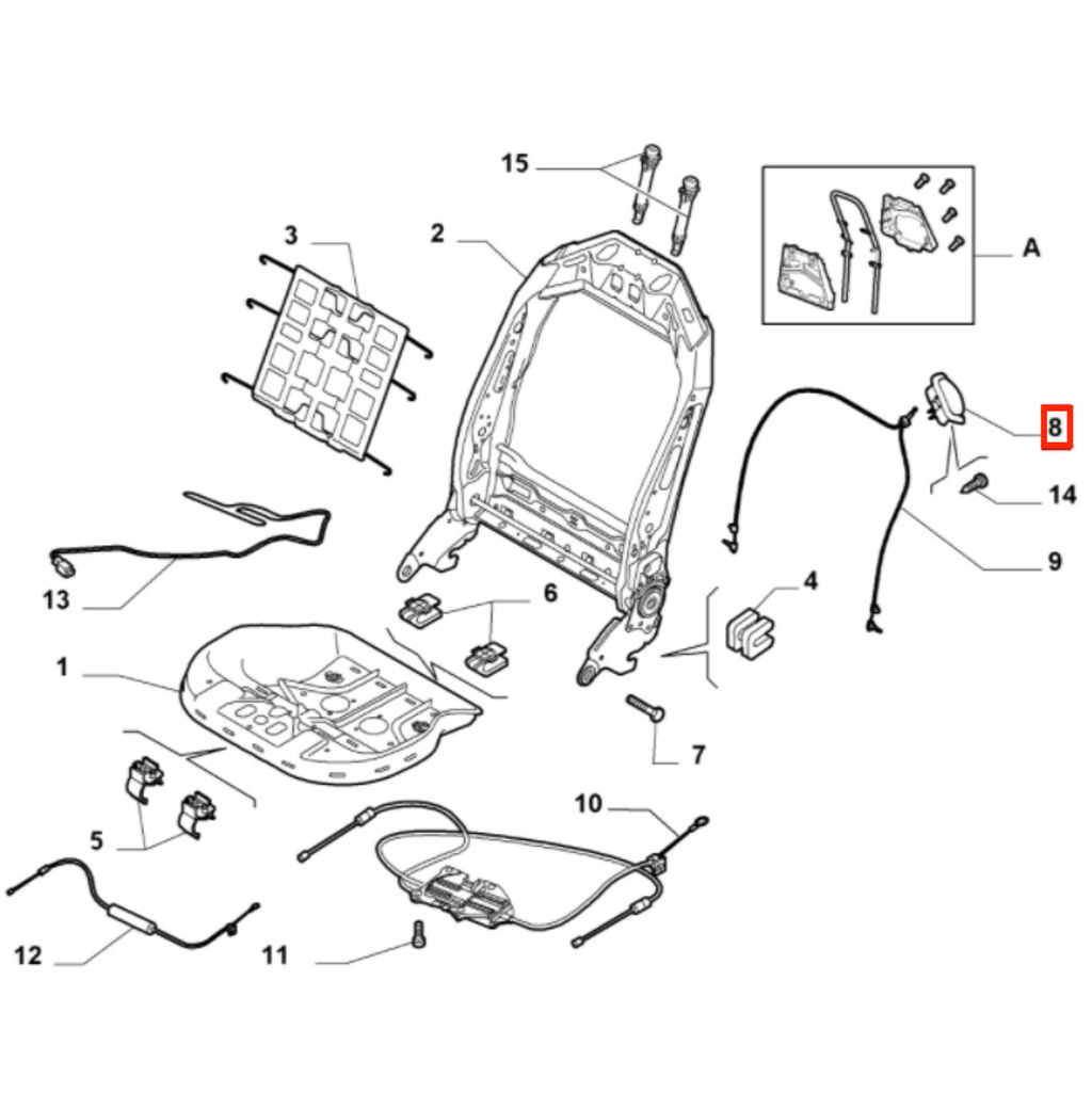 Fiat 500 595 695 Abarth Front Seat Pull Handle Left or Right (71752325 / 71752326) — view 6