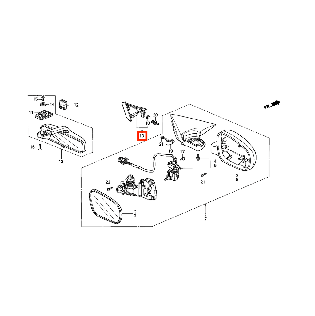Honda Prelude V Inner Power Mirror Cover Trim Black Left or Right — view 4