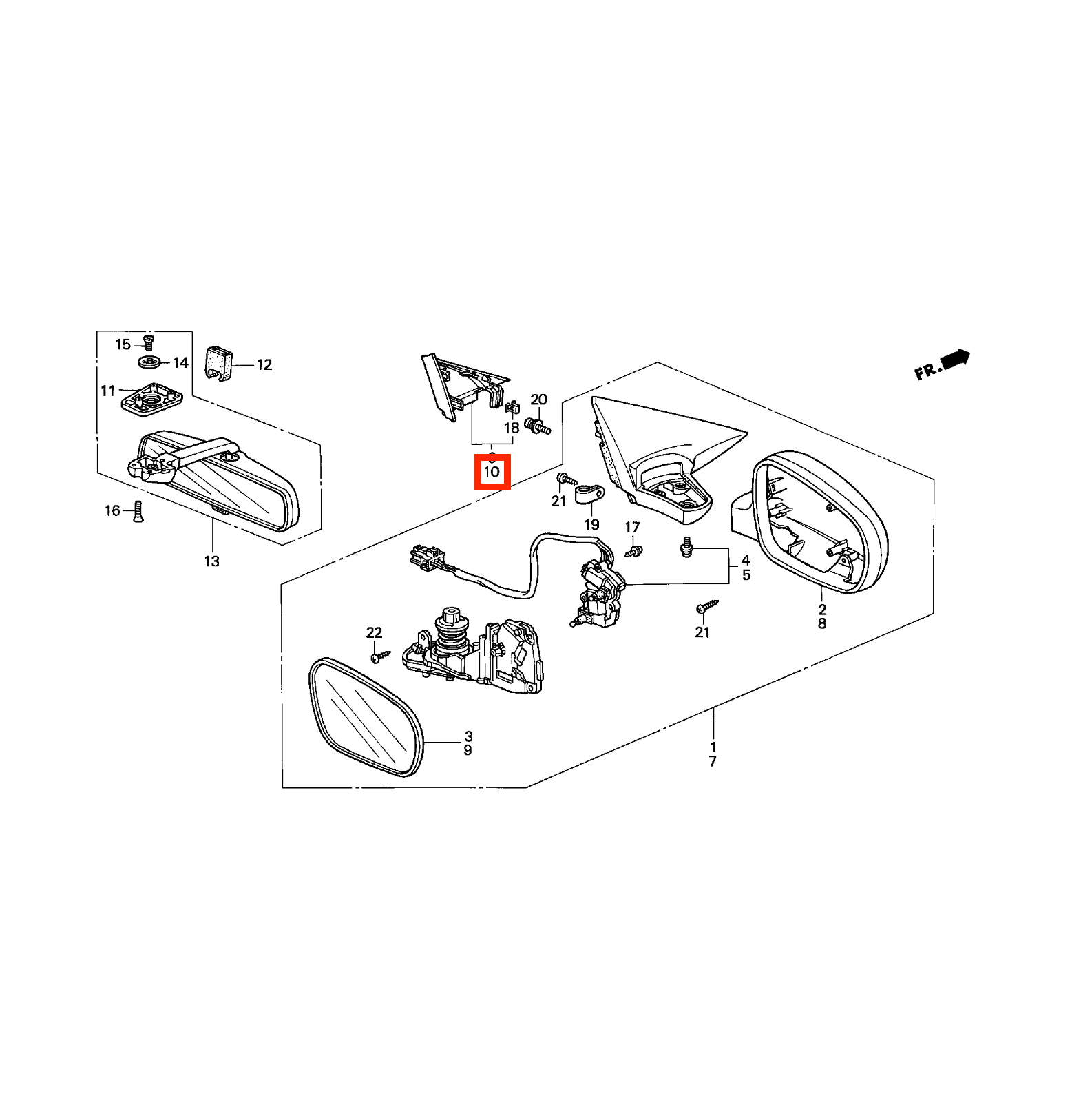 Honda Prelude V Inner Power Mirror Cover Trim Black Left or Right — view 4