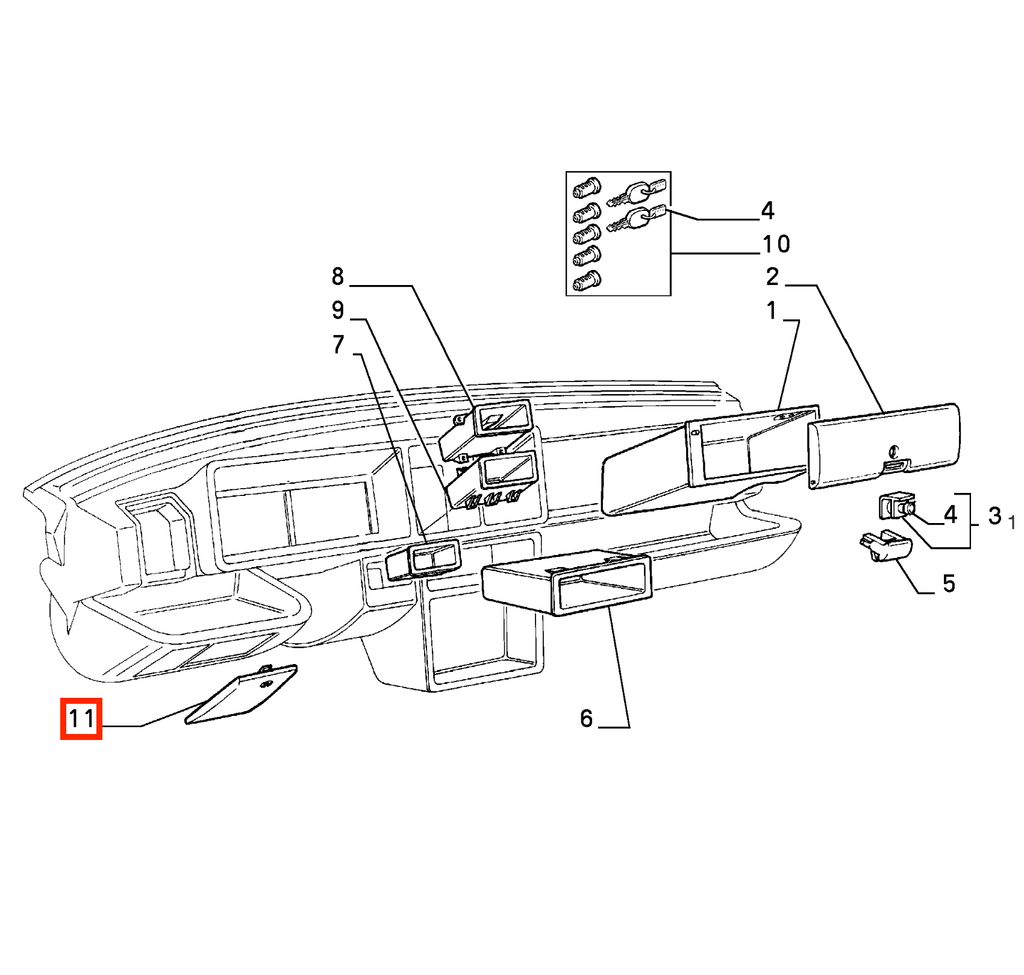 Lancia Delta Hf Integrale Evo Fuse Box Cover Flap Black (176834760) — view 5