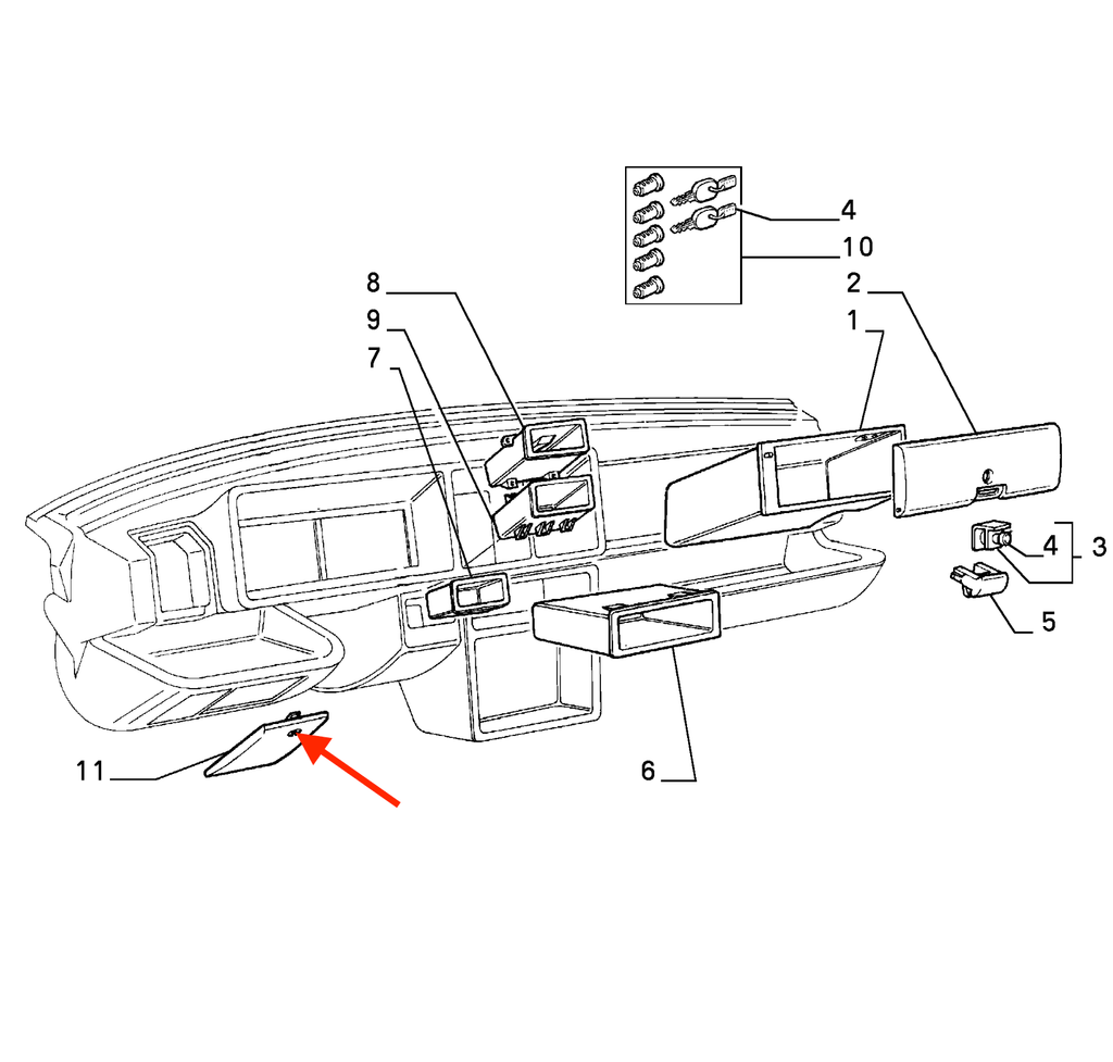 Lancia Delta Hf Integrale Evo Fuse Box Cover Locking Mechanism Repair Kit Black — view 6