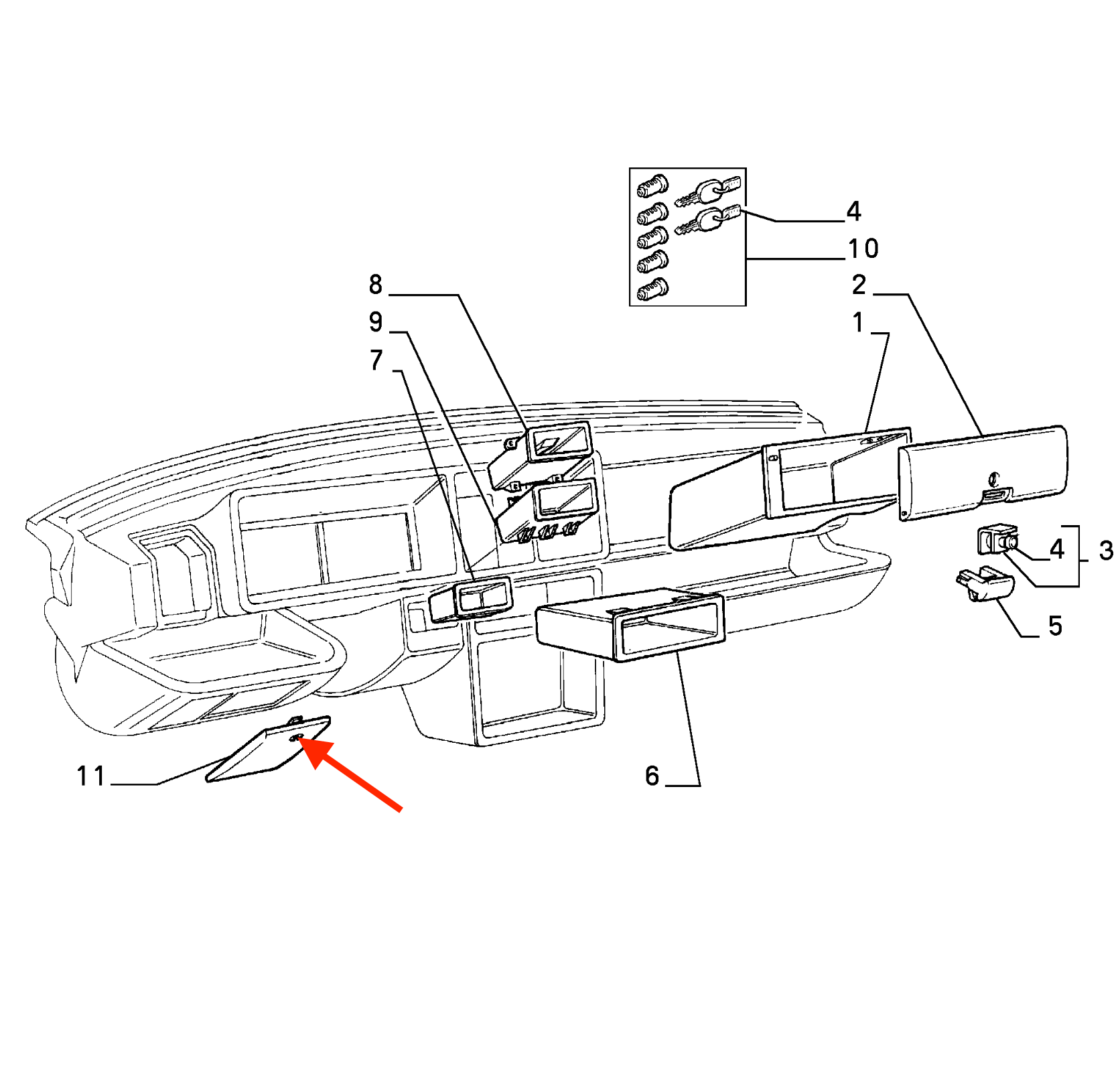 Lancia Delta Hf Integrale Evo Fuse Box Cover Locking Mechanism Repair Kit Black — view 6