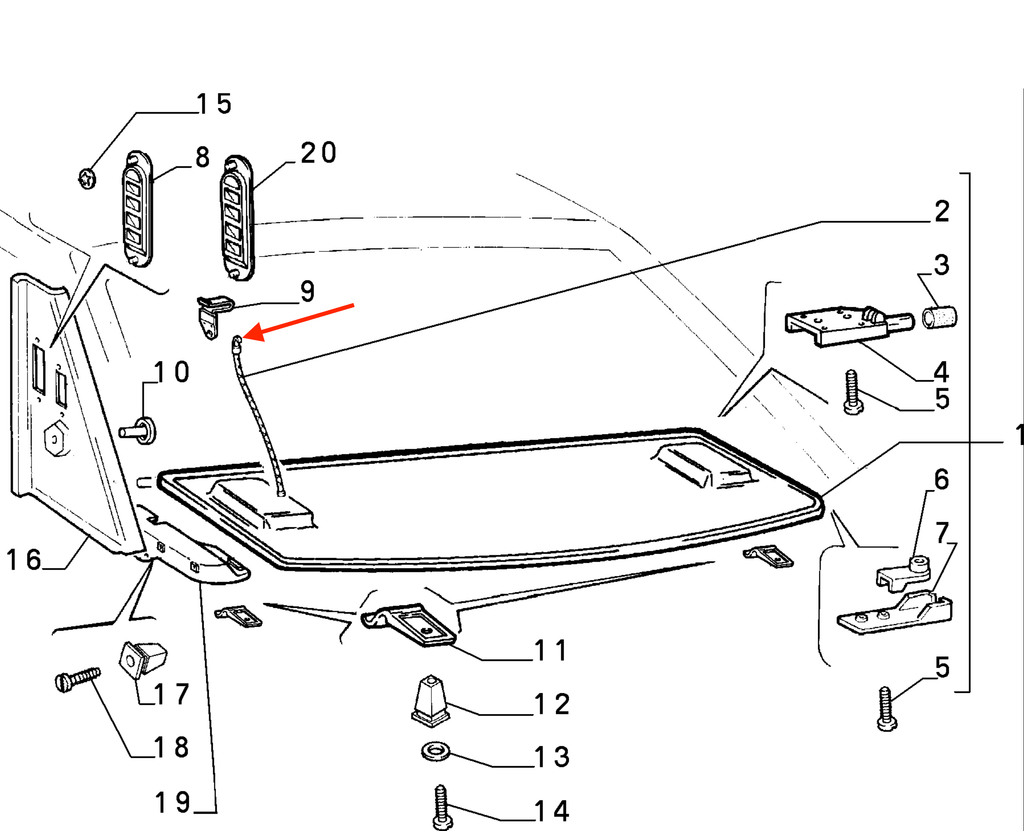 Lancia Delta Hf Integrale Evo Parcel Shelf Strap Hook Set of 2 Black (82382083) — view 6