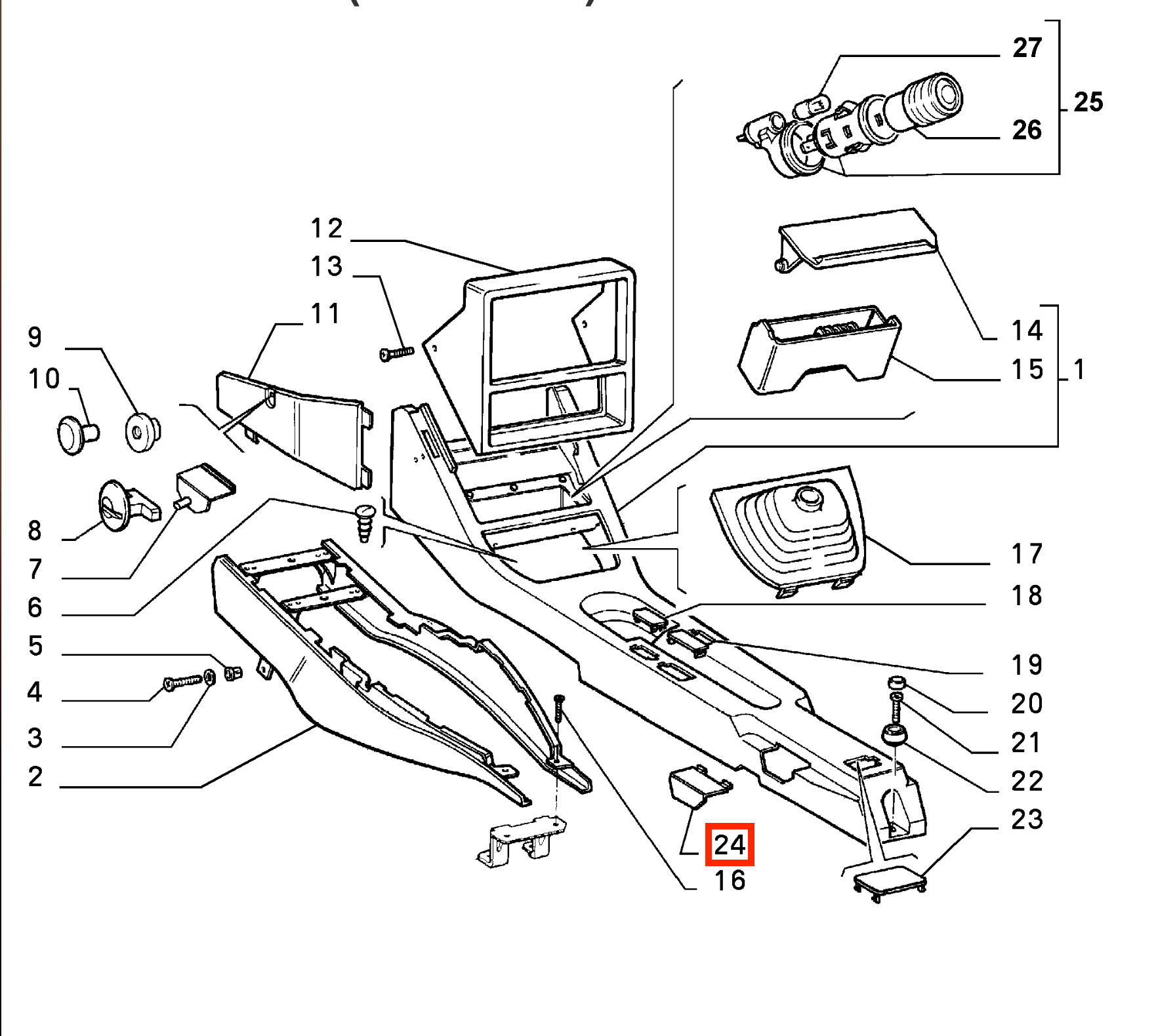 Lancia Delta Hf Integrale Evo Center Console Seat Belt Lock Cover Trim Black (176267680) — view 5