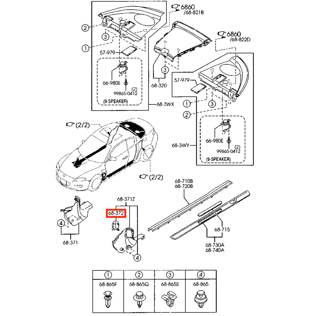Mazda Rx8 Cabin Fuse Box Cover Trim LHD or RHD Black (F15168381B02) — view 4