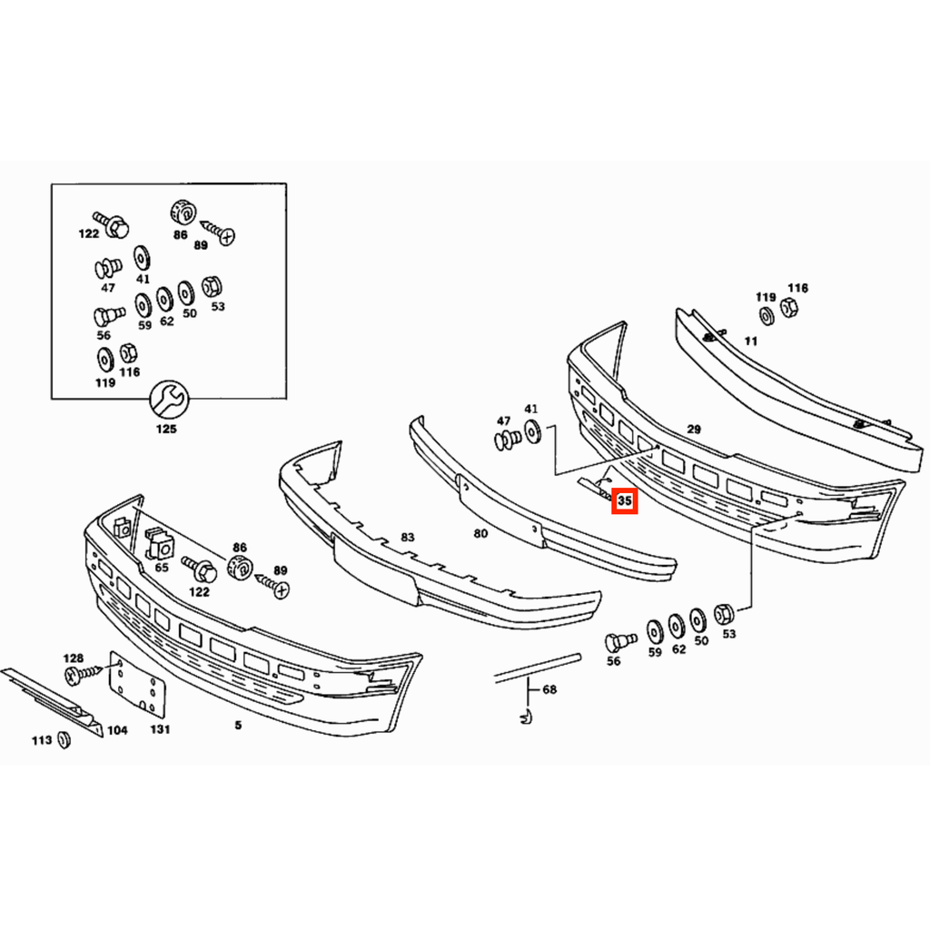 Mercedes-Benz W201 190 Usa Front Bumper Tow Hook Grille Cover Primed (A2018800905) — view 5