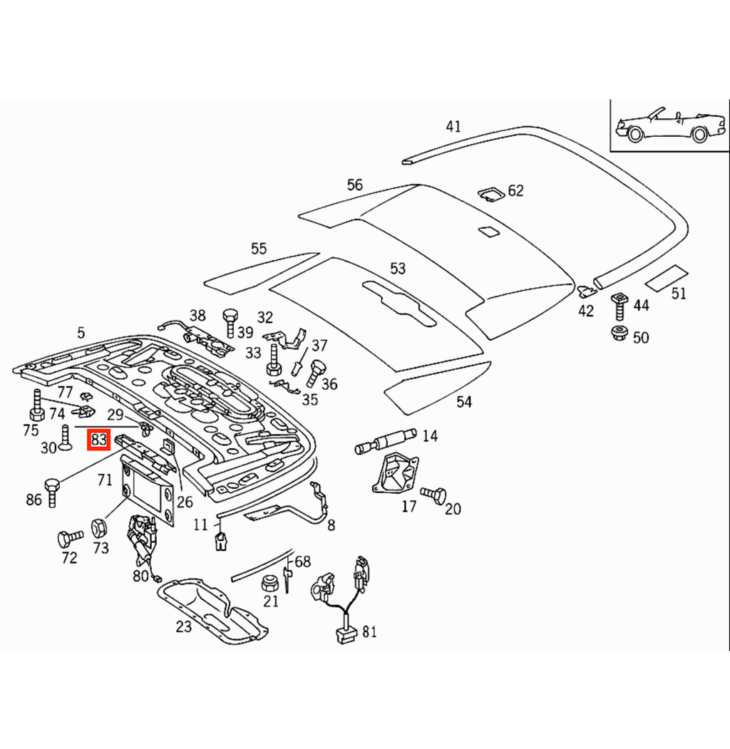 Mercedes-Benz Convertible Roof Center Compartment Trim Black (A1247500125) — view 5