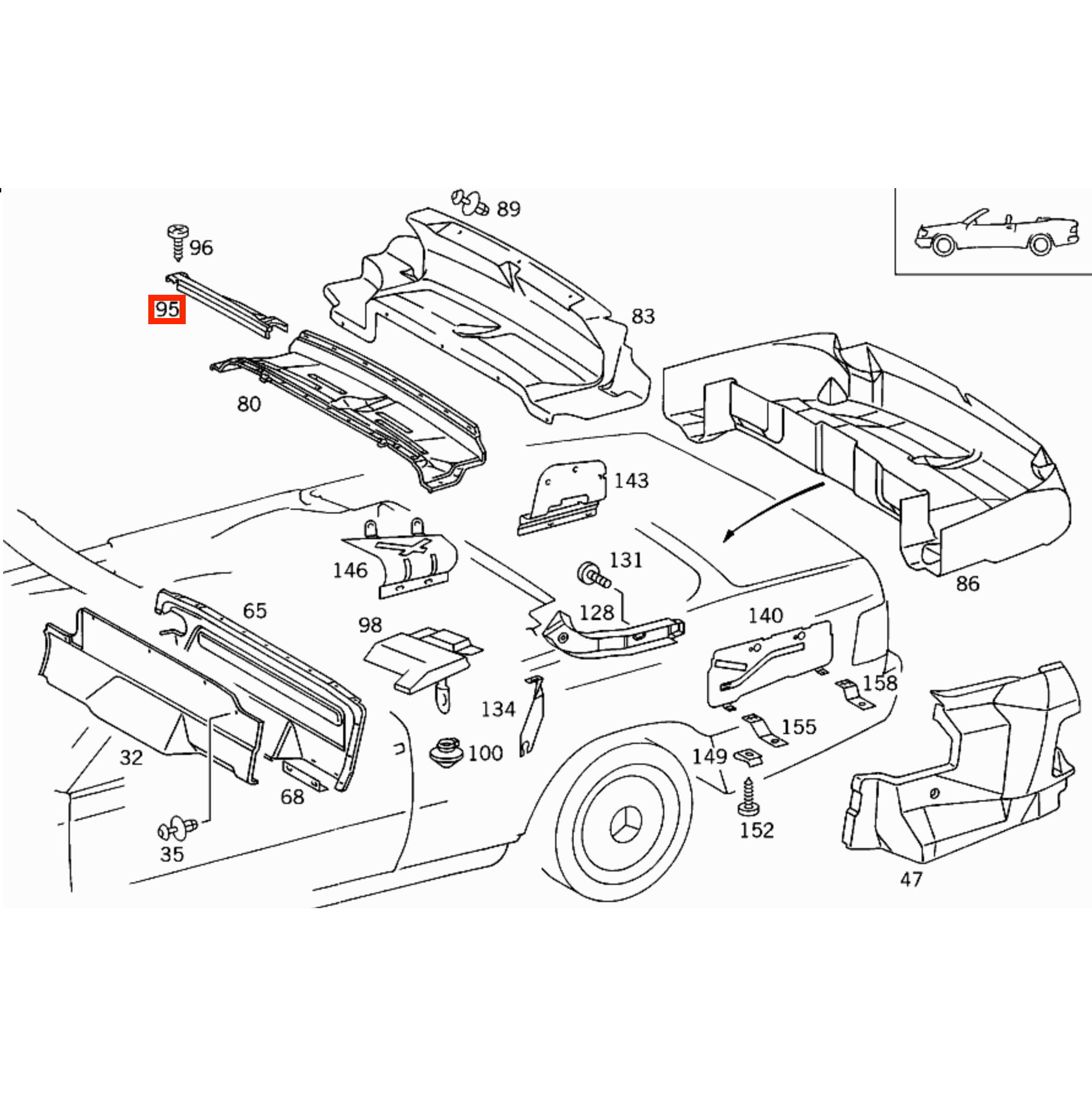 Mercedes-Benz Convertible Roof Compartment Side Trim Black (A1246941333 / A1246941433) — view 4